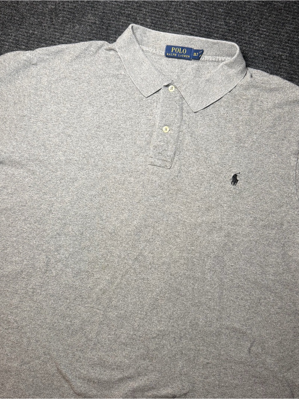 Ralph Lauren Men's Light Grey Heather Polo Shirt with Navy Pony